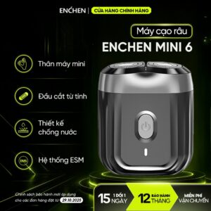 Máy cạo râu Enchen Mini 6 lưỡi dao kép mỏng, chống nước IPX7, pin sử dụng đến 2 tháng – BH 12 tháng