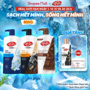 Sữa Tắm Lifebuoy 800gr Detox Và Sạch Sâu Khỏi Bụi Mịn Pm2.5 Detox 100% Từ Thiên Nhiên Diệt Khuẩn