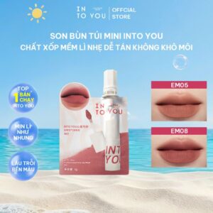 Son Bùn Túi Mini INTO YOU Chất Son Bùn Lì Làm Giảm Thâm Môi Sáng Da Bền Màu Không Khô Môi Lâu Trôi 1g