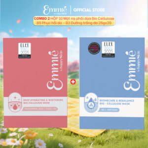 COMBO 2 Hộp 10 Mặt nạ phôi dừa Emmie Bio-Cell Mask B5 Phục hồi Cấp ẩm da Hộp B3 Dưỡng trắng da 25gx20