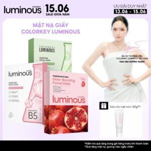 Mặt Nạ COLORKEY LUMINOUS | Vitamin B5/ Vitamin B3/ Trà xanh/ PDRN| Hỗ trợ dưỡng ẩm, sáng da, giảm dầu mụn| 10 miếng/Hộp