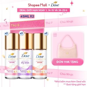 Lăn ngăn mùi dưỡng sáng cao cấp Dove tinh chất serum dành cho nữ với 3% Niacinamide 45ml