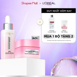 VB_ Bộ đôi serum & kem dưỡng sáng da đột phá Melasyl mờ thâm mụn, nám L’Oreal Paris Glycolic Bright 30ml, 50ml